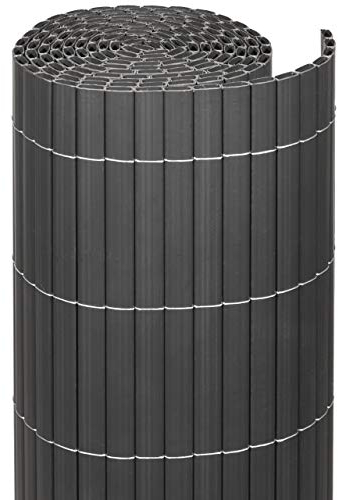 Videx Balkon-Sichtschutz PVC Rügen | anthrazit |90 x 300 cm| 100% Blickdicht ohne Abstand zwischen Röhrchen | Premium-Qualität Made in Germay |stabile wetterfeste Sichtschutzmatte