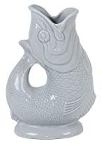 The Original Gluggle Jug - Large Oyster Grey – Glug Glug Fish Shaped Jug – Decorative Glugging Cocktail, Water, Wine & Gin Pitcher, Decanter or Vase – Hand Made in Britain