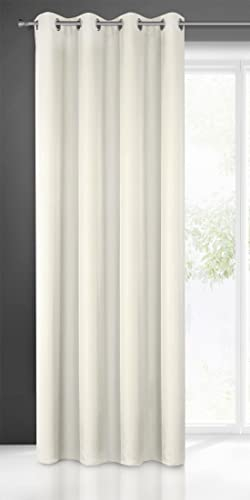 Eurofirany Rita Vorhang Gardine Glatt Schlicht Einfarbig - 8 Ösen Modern Schlafzimmer Wohnzimmer Lounge Kinderzimmer 1 Stück Einzeln, Polyester, Creme, 140X250cm