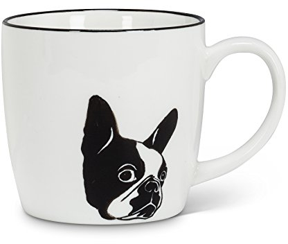 Abbott Collection Dog face Mug, White and Black