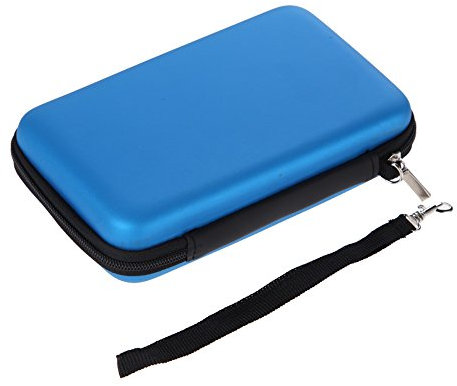 Demiawaking Eva Lagerung Reißverschluss Tasche mit Gurt Schutzhülle Abdeckungs Haut Gehäuse Deckel für Nintendo 3DS XL LL (Blau)