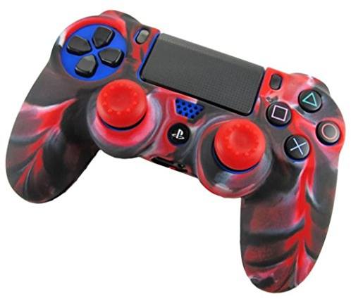 FeiliandaJJ PS4 Controller Gehäuse Spiel Griff Camouflage Kieselgel Tasche für Playstation4 Controller (rot)