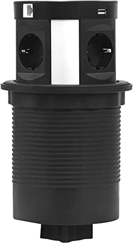 Elbe Inno Regleta Enchufes, Enchufes Multiple 4 zócalos alemanes, Carga QI inalámbrica, 2 Puertos USB y 2 LAN Ethernet, Cable de 1,5 m, Enchufe alemán, Apto para Oficina, Estudio y Cocina_EL10704UR