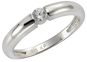 Zeeme Silber Damen Ring 925/- Sterling Silber Glänzend Zirkonia weiß 360271398-1