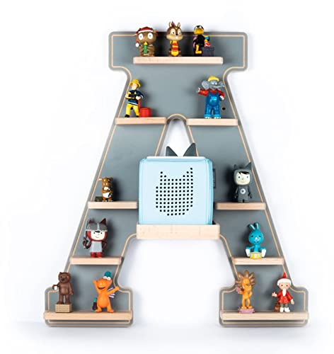 Boarti Kinder Regal Buchstabe A in Grau - geeignet fr die Toniebox und ca. 43 Tonies - zum Spielen und Sammeln, 1050