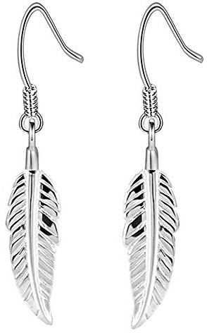 Damen Ohrringe Silber 925 Ohrhänger Feder Ohrringe hängend Schmuck Ohrschmuck Tropfen Ohrringe für Damen