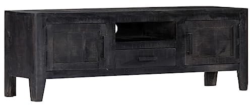 vidaXL TV Cabinet Black 118x30x40 cm Solid Mango Wood