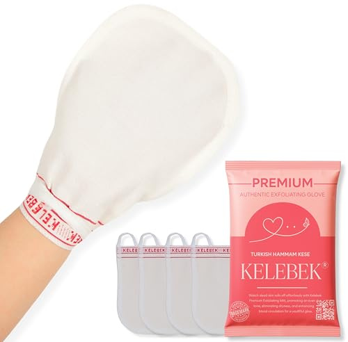 Kelebek 4er-Set Peeling-Handschuhe – Türkisches Kese für Damen & Herren – Exfoliating Gloves für Dusche & Hamam – Körperpeeling & Tiefenreinigung