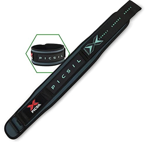 PICSIL - Cinturón Lumbar para Levantamiento Pesas | Personalizable con Parches | Soporte para Cross training y Gimnasio | Faja de Fuerza para Hombre y Mujer | Color Verde Talla S