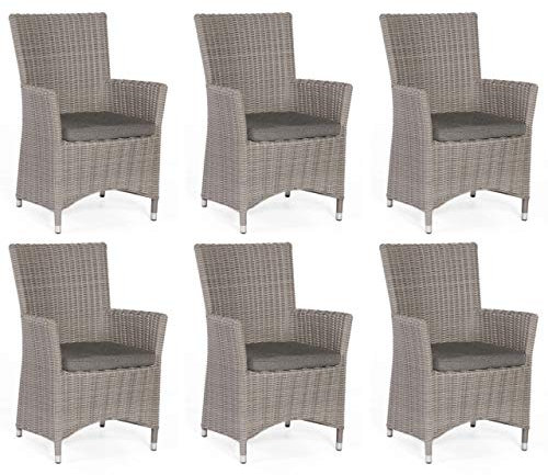 Sonnenpartner 6X Garten-Sessel Ikarus Aluminium/Polyrattan Stone-Grey Gartenstuhl