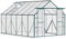Outsunny 8 x 12ft Aluminium Greenhouse Polycarbonate Walk-in Garden Greenhouse Kit with Adjustable Roof Vent, Double Sliding Door, Rain Gutter and Foundation, Clear