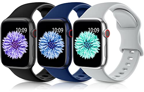 Higgs 3 Pezzi Cinturini Compatibile con Cinturino Apple Watch 40mm 41mm 38mm Donna e Uomo, Bracciale Sportivo in Silicone Morbido per iWatch Series(42mm 10) 9 8 7 SE 6 5 4 3 2 1, Blu abisso