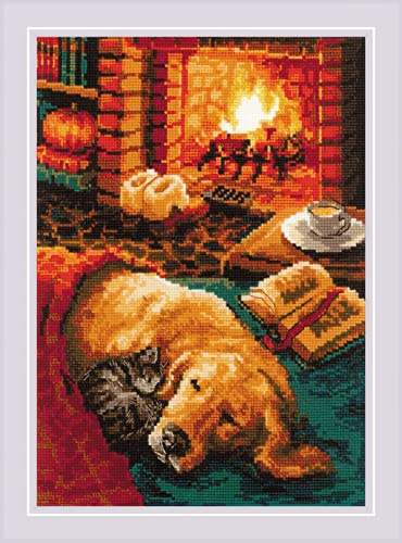 Riolis Kreuzstich Set Am Kamin, Zählmuster, 21x30cm