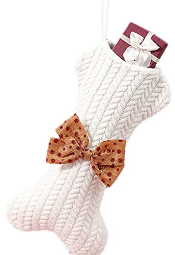 VENTDOUCE Weihnachtsstrümpfe Stricken,Vintage Weihnachtsstrümpfe | Große gestrickte Haustier-Weihnachtsstrümpfe mit Bowknot-Kamin-Hängestrümpfe-Geschenktüten für Weihnachtsdekorationen