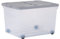 Wham Set of 5 44L Plastic Storage Box with Wheels & Folding Lid Clear/Cool Grey