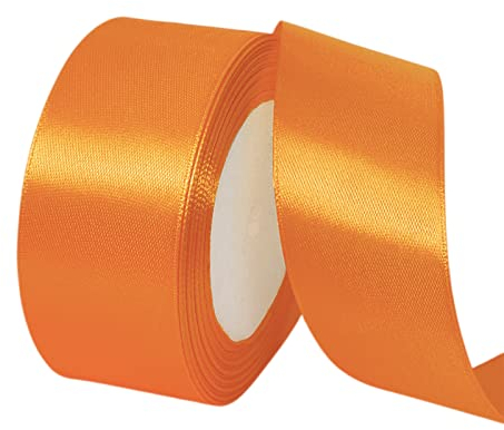 POPOYU Satinband Orange 40mm, 23 Meters Dekoration Geschenkband Fein Schleifenband, Stoffband für Luftballons, Hochzeit, Taufe und Geburtstag Geschenke Der Valentinstag Verpackung von Geschenken