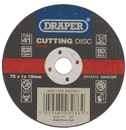 Draper 94767 Metal Cutting Disc, 75 x 1 x 10mm