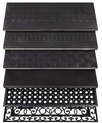 KARAT Stufenmatten aus Gummi - wetterfest & rutschhemmend - Gummistufenmatte für Außen - Treppenauflage - Antirutschmatte (25 x 65 cm, Santiago)