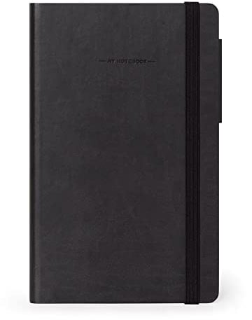 Legami - Notizbuch mittelliniert, aus FSC®-zertifiziertem Papier, elfenbeinfarbenes Papier 90 g/m², 192 Seiten, Softcover, Gummibandverschluss, 13 x 21 cm, Farbe Schwarz, MYNOT0165