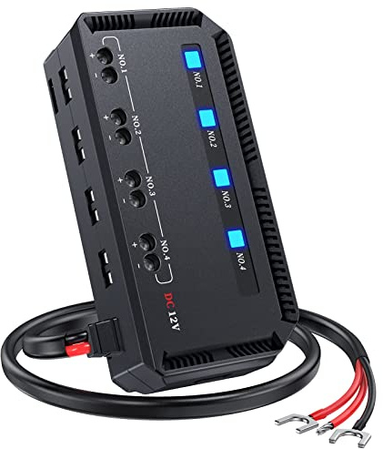 EXTRACTME 12V Fuse Block, Universal 20A Motorcycle Fuse Relay Box Kit with LED Warning Indicator, Motorcycle Accessory Power Supply Unit 4 Circuits, Fuse Box Battery for 12 Volt Automotive Vehicles