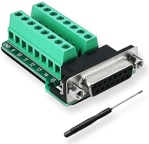 BRIEFCEC DB15 15-pin Adapter RS232 Serial to 15-pin Terminal Board Signal Module with Insulating Pad, (1xFemale Connector)