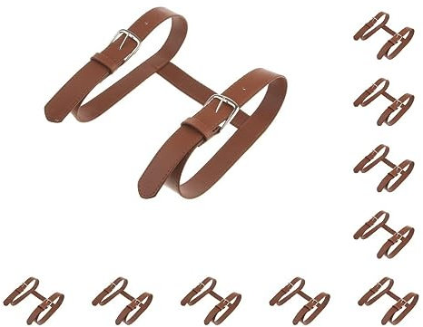 10er Set Tragegurt für Picknickdecke, Überwurf, Reisedecke, braunes Leder, Tragegurt