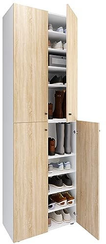 VCM XL Holz Großer Schuhschrank Schuhregal Groß Stiefel Dielenmöbel Lona 10 Fächer Drehtüren