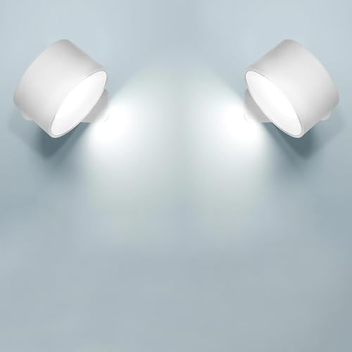 Anmossi LED Wandleuchte Innen,2 Stück,Wandlampe mit Akku,Touch Control,3 Helligkeitsstufen 3 Farbmodi,360° drehbare,für Wohnzimmer Schlafzimmer TreppenhausFlur kabellose wandleuchten (Weiß)