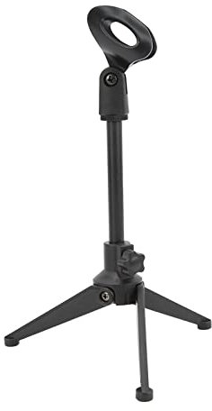 Adjustable Mic Stand Portable Mini Desktop Tripod with Detachable Mic Clip Holder for Conferences Live Broadcasts
