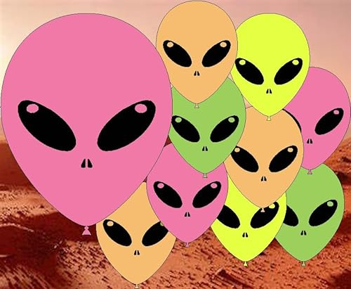 Tri Products Alien Martian Latex-Luftballons, 30,5 cm, Premium-Luftballons, Party-Luftballons mit Alien-Thema, Geburtstagsdekorationen, geeignet für Luft oder Helium (gemischtes Neon)