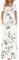 AUSELILY Damen Kurzarm Sommer Casual Long Maxi Kleider mit Taschen Weiße Blumen M