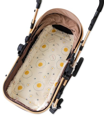 SONARIN Warme Sitzauflage Kinderwagen,Weiche Dicke Kinderwagen Einlage Buggy Auflage Universal Kinderwagenkissen Sitzeinlage Sitzkissen für Kinderwagen Buggy Kindersitz(Omelette)