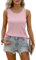 Zitiki Camiseta de Tirantes para Mujer, Camiseta básica Sexy, de algodón Acanalado, Cuello Redondo, Informal, sin Mangas, de Verano, Corte Holgado, Cami, Rosa., L