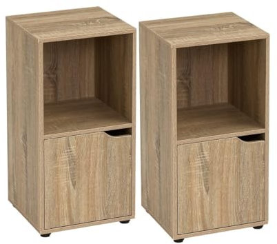 LEKE GO Set de 2 mesillas de Noche de 1 Puerta nórdica marrón de Madera para Dormitorio de 61x29x30 cm (2 Unidad)