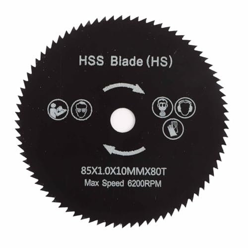 Evolution Power Tools, Stainless Steel Cutting Saw Blade 85mm 80T Teeth Finish Saw Blade for Various Wood Cutting Bore Diameter 10mm