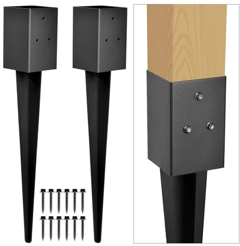 WIMART 2 Pack 24 x4x4 Heavy Duty Fence Post Anchor, for Fence, Mailbox