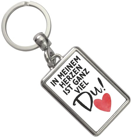 speecheese Herz Schlüsselanhänger mit Spruch In meinem Herzen ist ganz viel Du Liebe Valentinsgeschenk für Partner verliebt Freundin Freundschaft Valentinstag