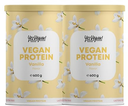 Veganes Proteinpulver VANILLE inkl. gratis Shaker mit B2 und Zink - Alternative zu Whey Protein Pulver - Flavor: VANILLE - Eiweißpulver vegan (2 Dosen (2x 600 g), Vanille)
