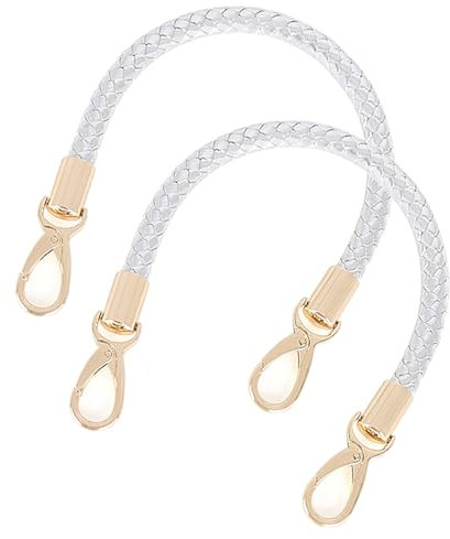 WANYI 2 Stück 40cm Taschenhenkel Leder Taschengurte zum Wechseln DIY Taschengriffe Schultergurt Taschenriemen Ersatzhenkel für Taschen Handtasche Geldbörse mit 2 Gold Karabinerhaken (Silber)