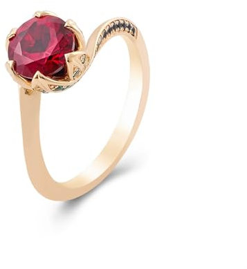 Wycian Promise Ring Personalisiert, Verlobungsring Rubin 18K Gelbgold 18K Blume Größe 58 (18.5) Im Labor Erstellter Rubin Rundschliff Rot Gravur