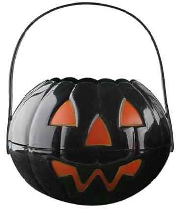 Halloween Pumpkin Bucket, Plastic Pumpkin Bucket Halloween Pumpkin Decorations, Halloween Decorations, Portable Trick Or Treat Bucket Bowl Cute Candy Bucket for Kids Children (Black)