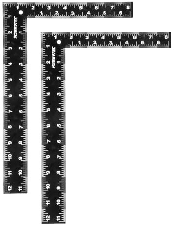 POWERTEC Carpenter Square 8 x 12 - L Square Ruler, Right Angle Square Tool, Woodworking Square for Carpentry, Construction, DIY, 2PK (80035-P2)