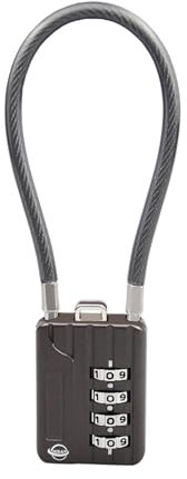 Câble antivol à combinaison à 4 chiffres de 18 cm pour casier de gym, casque, armoire de classement, boîte à outils, valise, sac à dos, noir