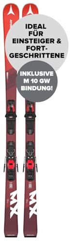 ATOMIC MX REDSTER - Rot-weiße Atomic Skier 170cm - Leichtes Herren & Damen Ski Equipment - Ski für Einsteiger & Fortgeschrittene - Damen & Herren Skier mit Bindung (voreingestellte M 10 GW Bindung)