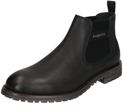 bugatti Herren Schlupfstiefel, Männer Stiefel Kaltfutter,uebergangsstiefel,uebergangsschuhe,Flacher Absatz,kaltgefüttert,schwarz (1000),43 EU/EU UK