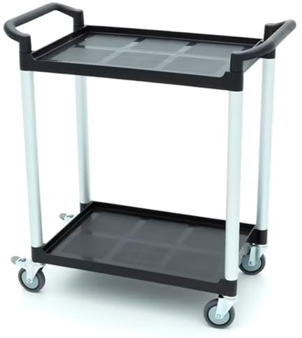 Carro de Servicio para hostelería, talleres, comedores, colectividades. Carro Multi-usos - 2 estantes + contenedor Gris Uso polivalente.