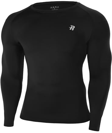 Runhit Men's Compression Base Layer Long Sleeve Top, UPF 50+ Quick Dry Sports Undershirt for Running Gym Cycling Football Golf Training