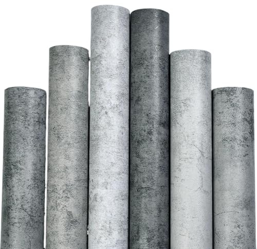 Self-Adhesive Wallpaper Cement Gray Stickers Self-Adhesive Waterproof Retro Old Mottled Pattern Wall Dark Wallpaper Industrial Style Room(Off-White,60cmx3m)