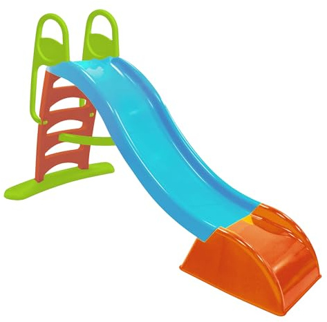 Scivolo per bambini 5 gradini con innesto acqua. Scivolo da giardino per bambini super resistente. Scivolo per bambini da casa in plastica 180x78x110cm. Multicolor Max 50kg (Blu)