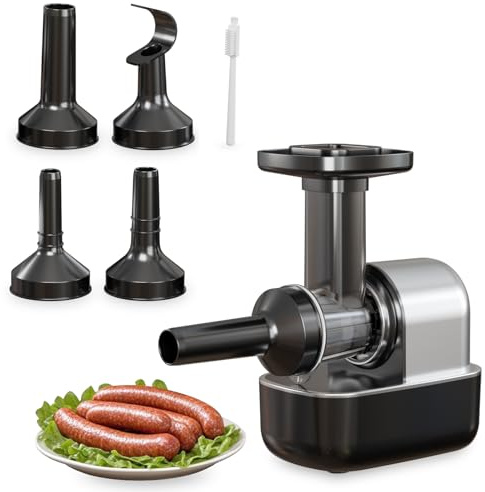 Elektrischer Wurstfüller mit Fleischbällchen-Aufsatz und 3 Wurstaufsätzen, Küchenmaschine für Fleisch und Wurst